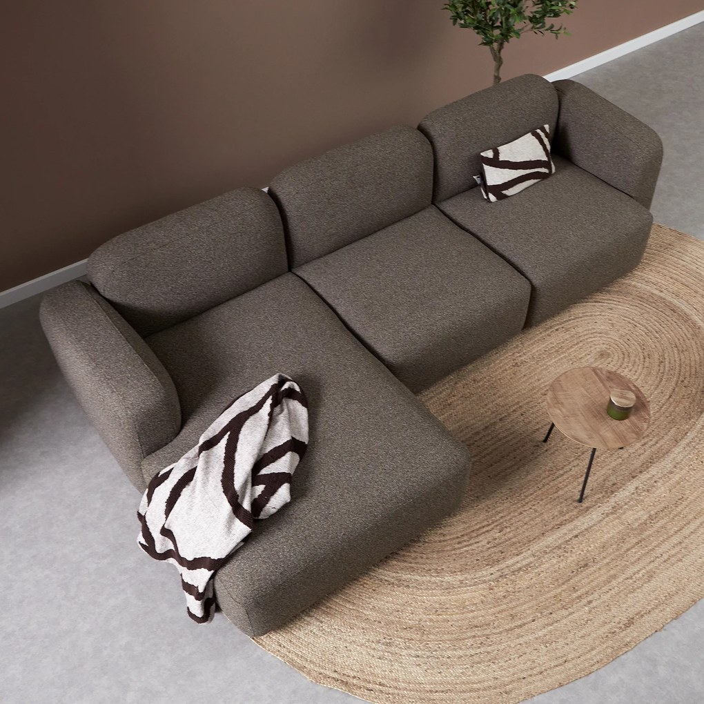 Bruine Hoekbank Chaise Longue Links