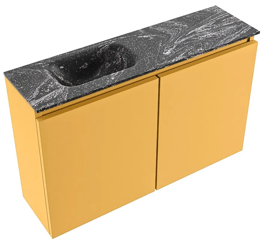 Mondiaz Ture DLux toiletmeubel 80cm ocher met wastafel lava links zonder kraangat