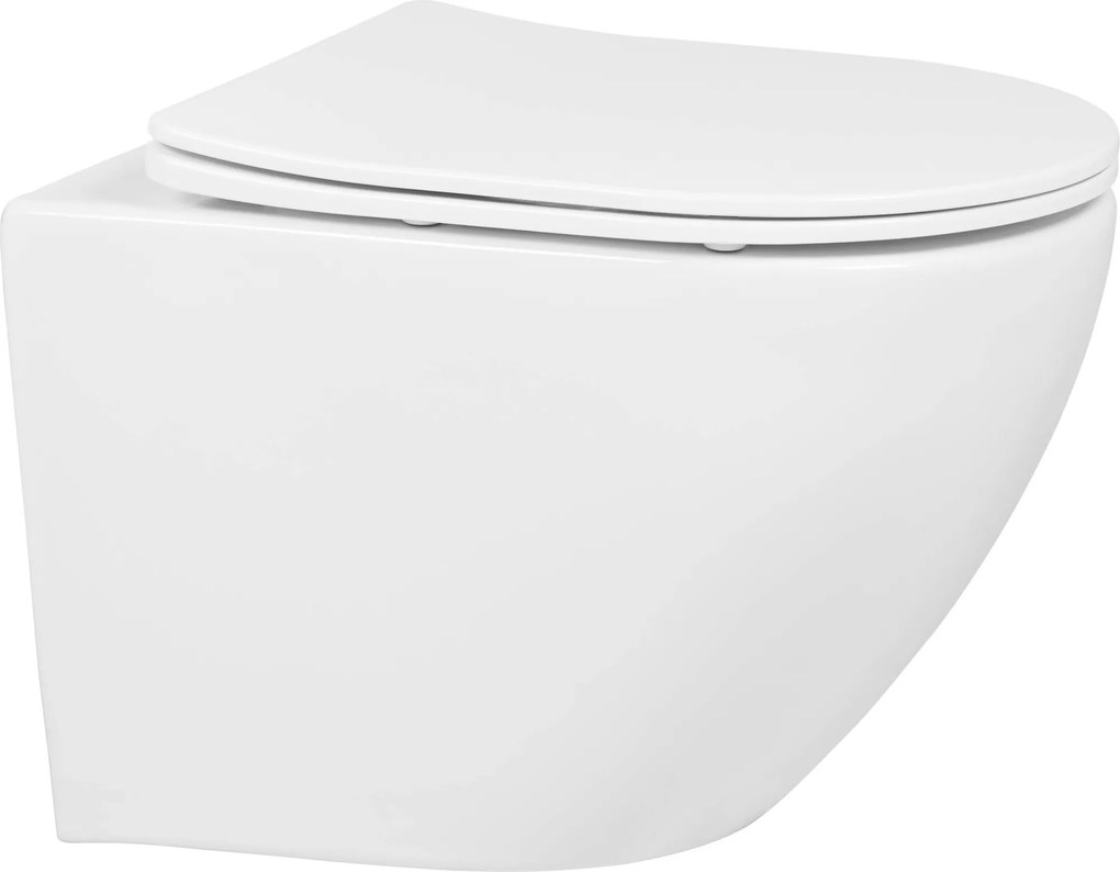 Saqu Please compact hangtoilet randloos incl. softclose toiletbril met quickrelease glans wit