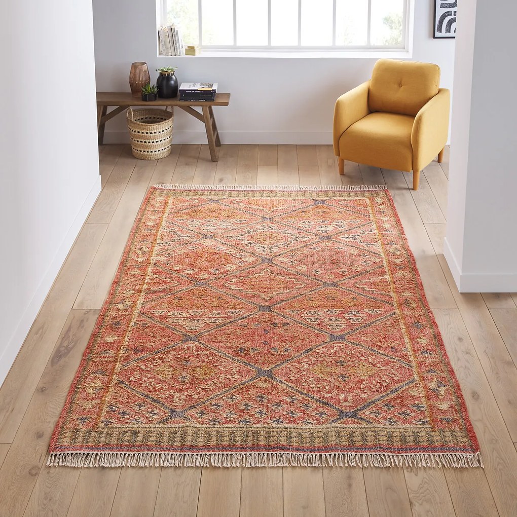 Kilim vloerkleed in jute en katoen, Saliha