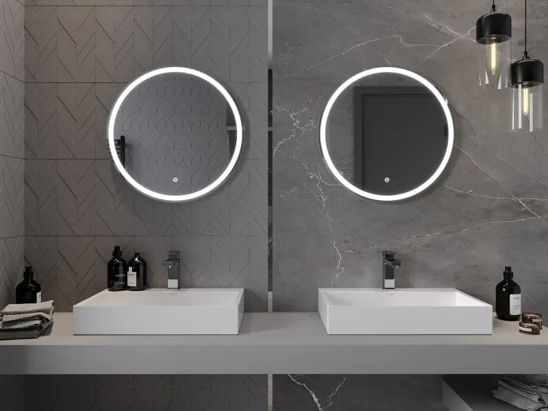 Mexen Gobi ronde verlichte badkamerspiegel, 60 cm, LED 6000K, antidamp - 9801-060-060-611-00