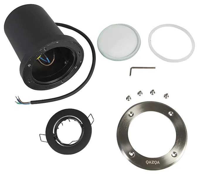 Set van 6 moderne buiten grondspot RVS IP65 verstelbaar - Delux