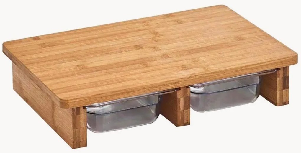 Bamboehouten snijplankset Jessica met opvangbakjes, 3-delig