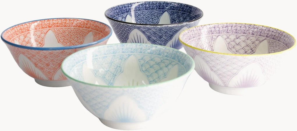 Porseleinen kommen Lily Flower, 4-delig