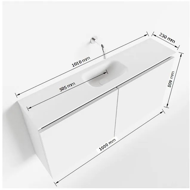 Mondiaz Ture 100cm toiletmeubel army met wastafel talc midden 1 kraangat