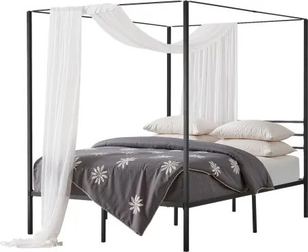 VEVOR Queen Size Hemelbedframe, Metalen Hemelbed (Laadvermogen 800 lbs) met Hemelbedontwerp, Vierkante Stalen Lattenbodem, Opbergruimte onder het Bed, Geen Boxspring Vereist, Zwart Gaasframe