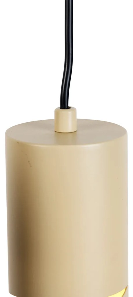 Eettafel / Eetkamer Moderne hanglamp zwart met taupe en beige 6-lichts - Stream Modern GU10 Binnenverlichting Lamp
