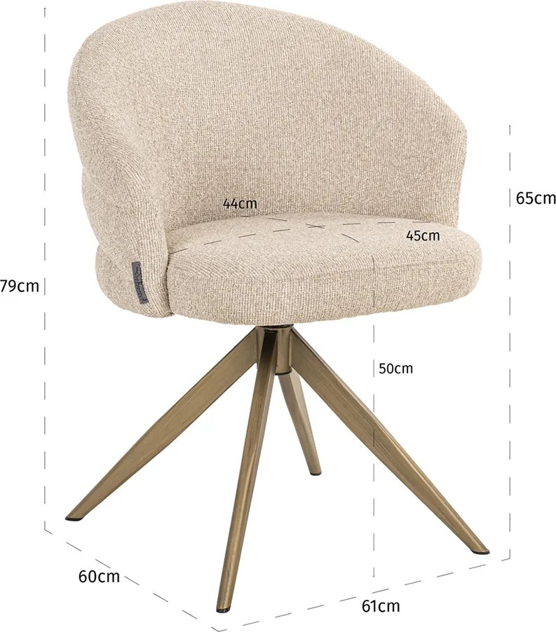 Richmond Interiors Zendaya Draaibare Eetkamerstoel Beige