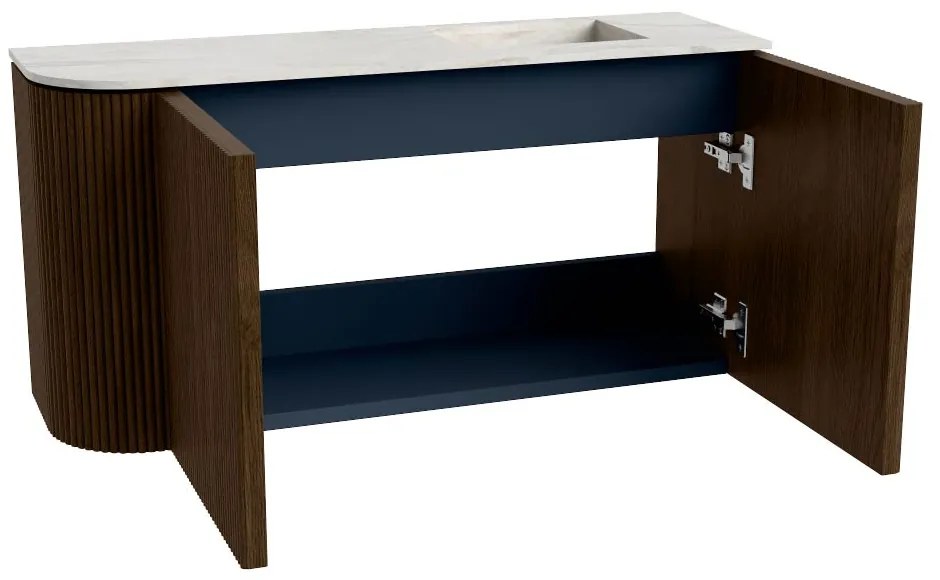 Mondiaz Joya DLux 80cm toiletmeubel ronding links walnut met wastafel faye rechts 1 kraangat ostra