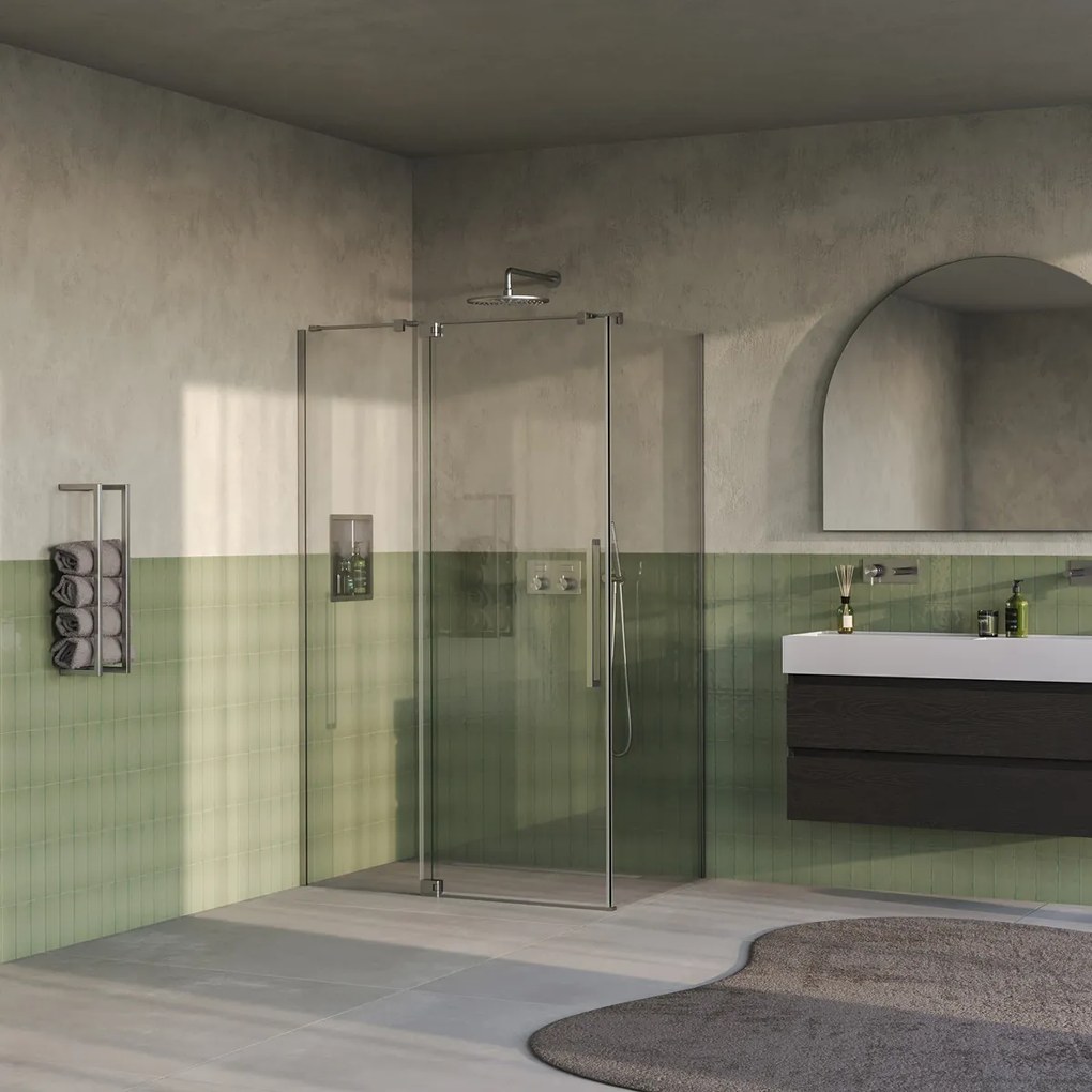 Brauer Stellar douchecabine met draaideur 120x100cm RVS geborsteld PVD