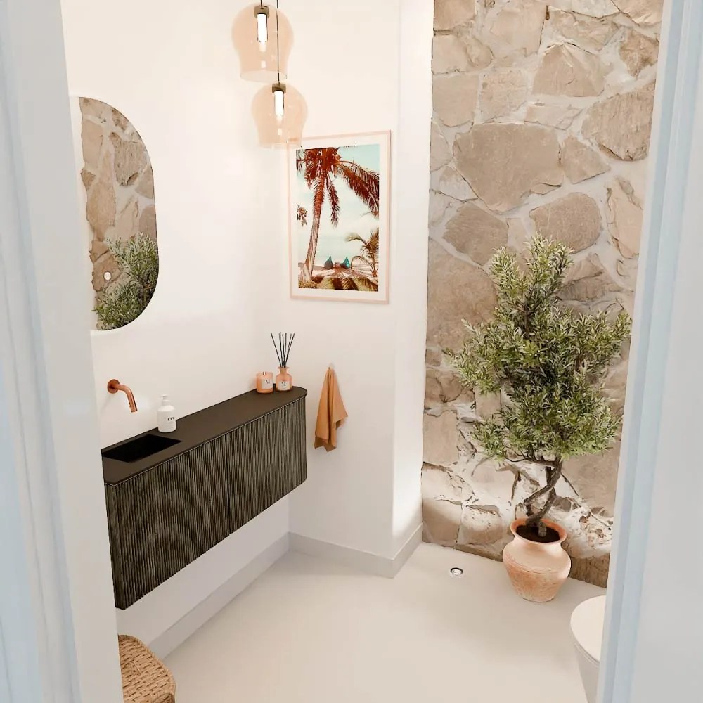 Mondiaz Joya 110cm toiletmeubel ronding rechts shadow met wastafel faye links zonder kraangat urban
