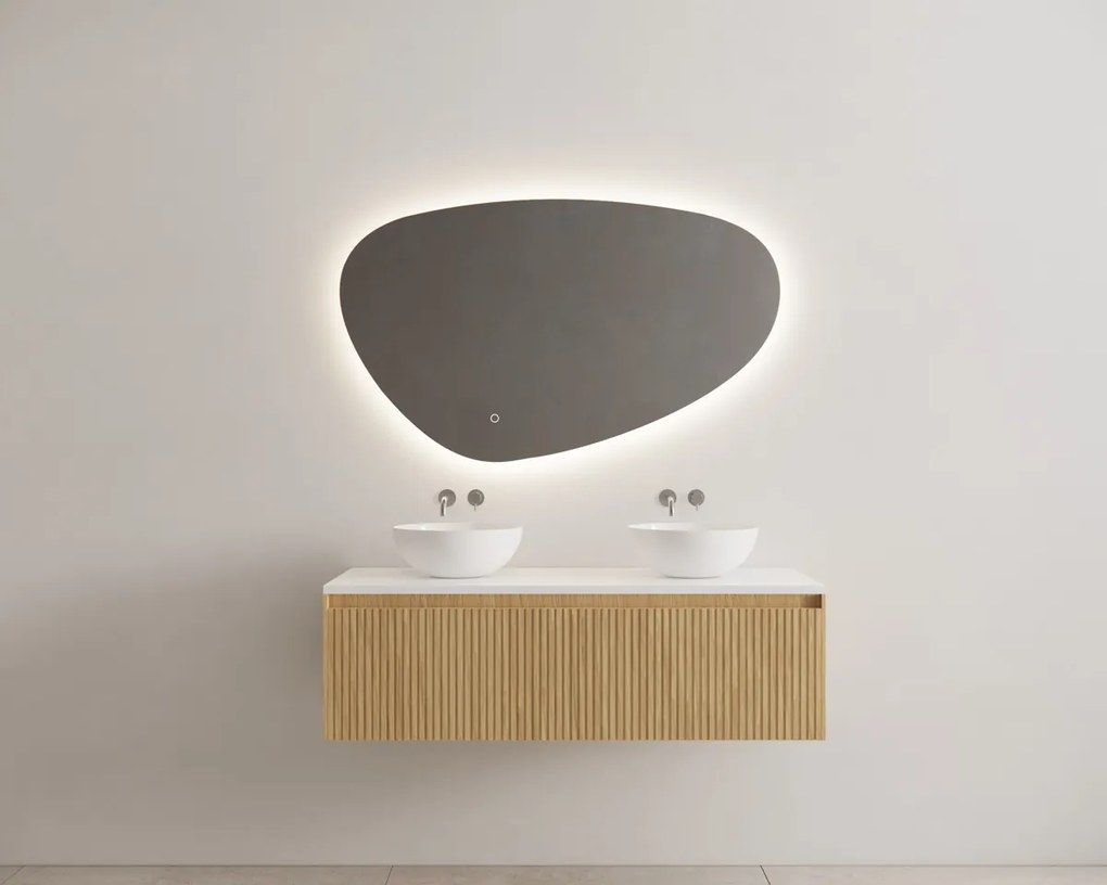 Gliss Design Timotheus badmeubel met ribbelfront 120cm pure met wit toppaneel en waskom