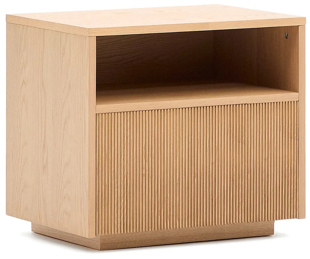 Kave Home Helvine Nachtkastje Eiken Met Ribbels - 60x40x52cm.