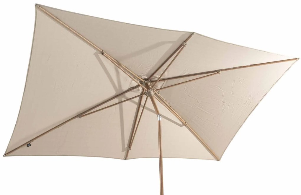 4 Seasons Outdoor Azzurro parasol 200 x 300 cm zandkleur doek en wood look frame Parasol beige weerbestendig