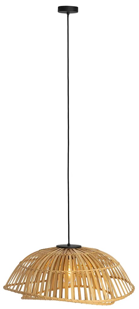 Oosterse hanglamp zwart met naturel bamboe 62 cm - Pua