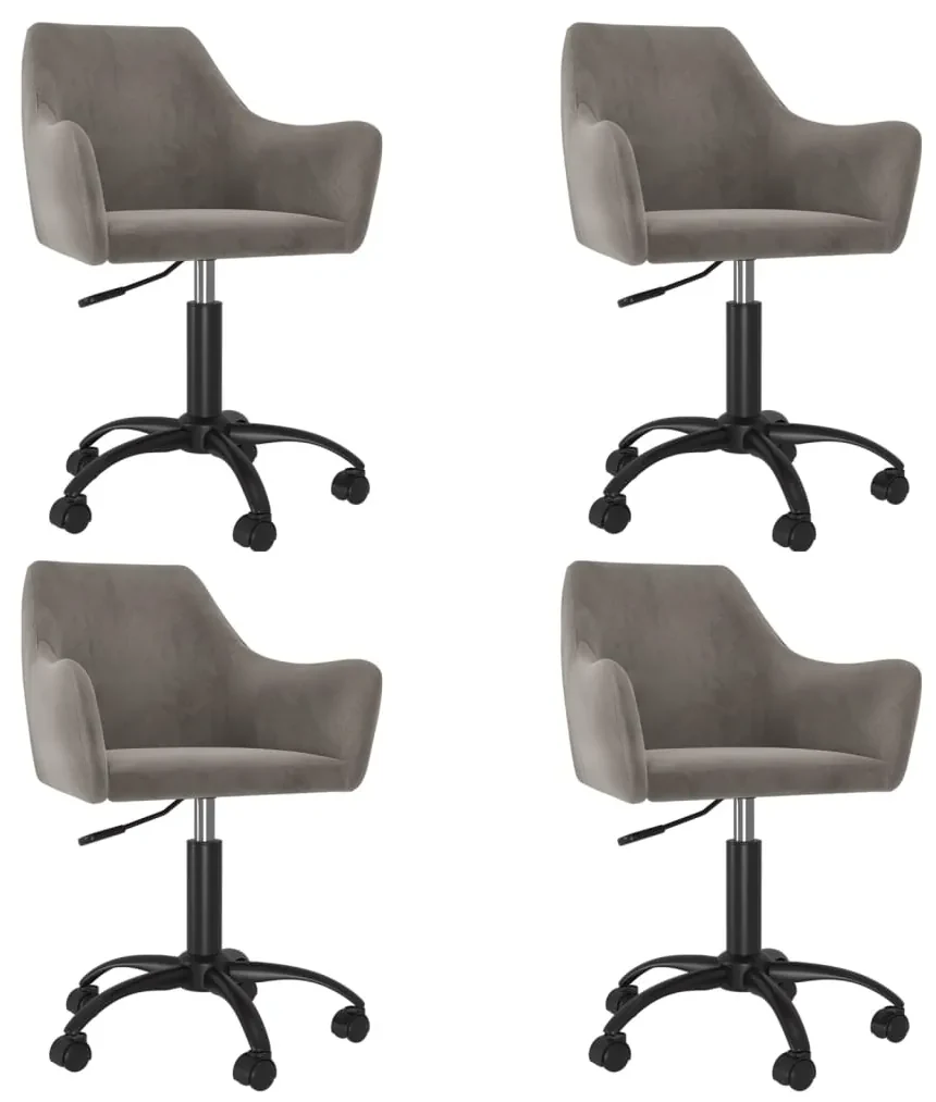 vidaXL Eetkamerstoelen draaibaar 4 st fluweel lichtgrijs