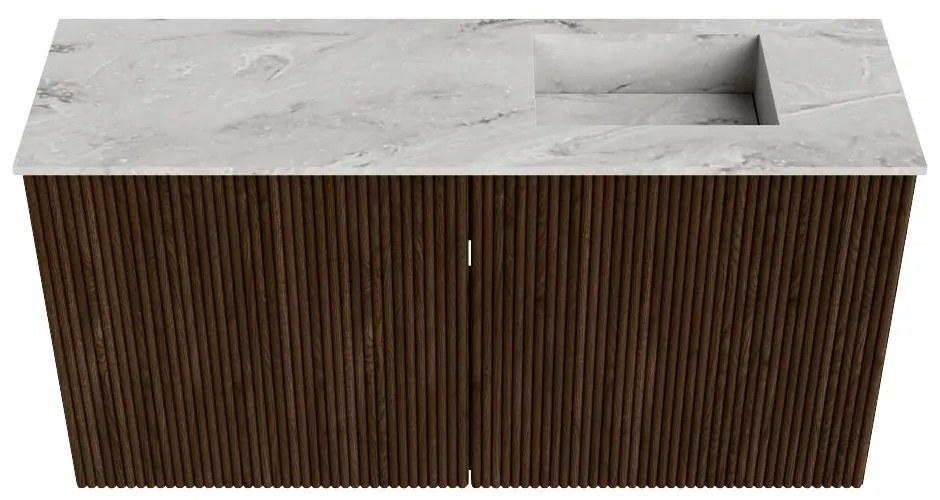 Mondiaz Joya DLux 80cm toiletmeubel walnut met wastafel faye rechts 1 kraangat glace