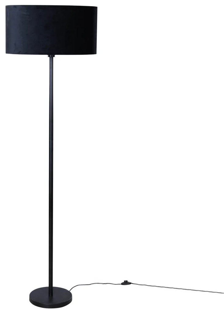 Vloerlamp zwart met ovale velours kap zwart 50cm - Simplo Modern, Klassiek / Antiek E27 rond Binnenverlichting Lamp