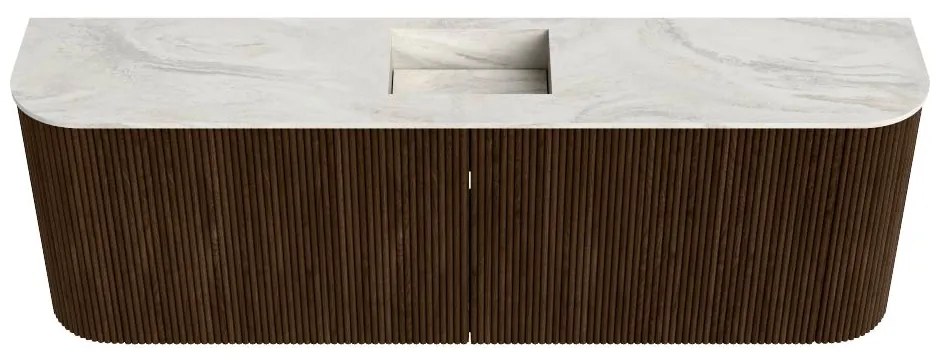 Mondiaz Joya DLux 125cm toiletmeubel ronding links/rechts walnut met wastafel faye midden 1 kraangat ostra