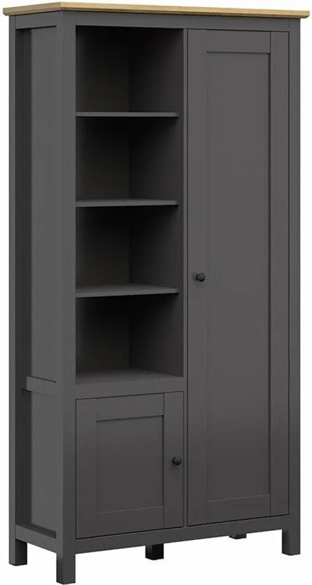 Kledingkast Sordoro 128, Artisan eiken, Grafiet, 203x106x44cm, 84 kg, Kledingkast deuren: Met scharnieren