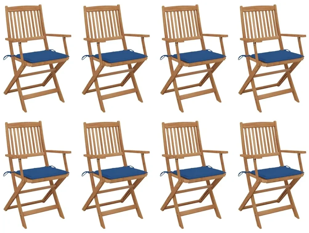 vidaXL Tuinstoelen 8 st inklapbaar met kussens massief acaciahout