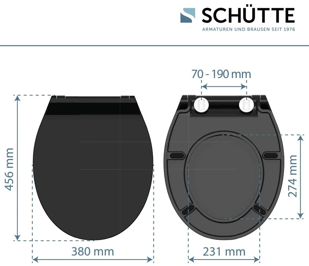 Schutte Presley dunne toiletzitting met softclose en quick release zwart