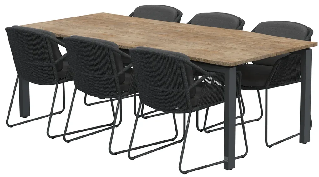 4 Seasons Outdoor Accor tuinset met Goa tafel Robusto teak blad 220 cm * SALE * Tuinset houtkleur weerbestendig