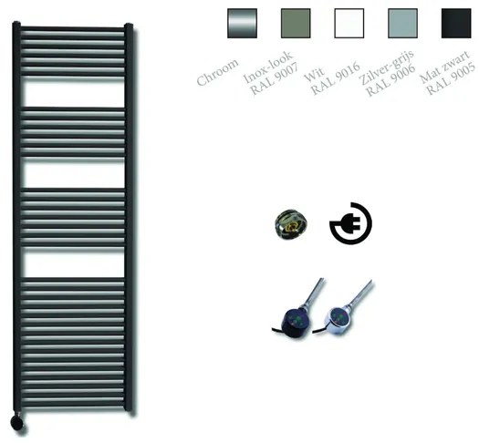 Sanicare Elektrische Design Radiator - 172 x 45 cm - 920 Watt - thermostaat zwart linksonder - mat zwart HRLEZ 451720/A