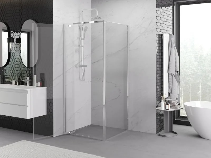 Mexen Exo-BR draaibare douchecabine 90 x 90 cm, transparant, chroom - 8181-090-090-01-00