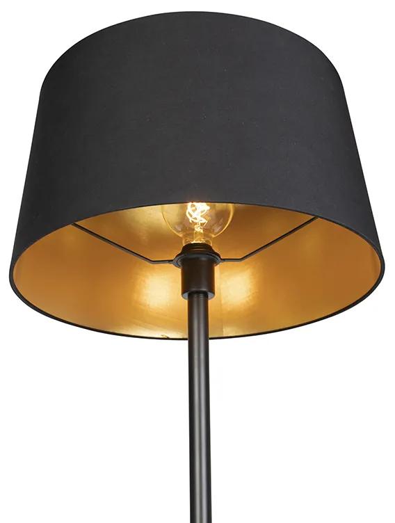 Stoffen Moderne vloerlamp zwart met zwarte kap 45 cm - Simplo Modern E27 rond Binnenverlichting Lamp