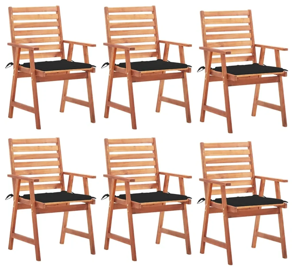 vidaXL Tuinstoelen 6 st met kussens massief acaciahout