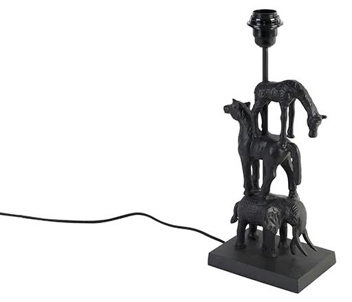 QAZQA Vintage tafellamp zwart - Animal Dier Tre Landelijk E27 Binnenverlichting Lamp