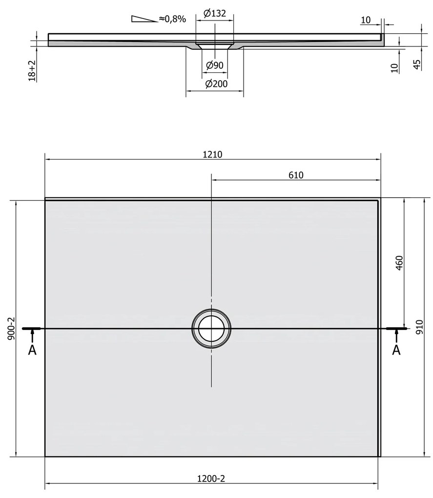 Polysan Mirai rechthoekige douchebak 2 randen rechts 120x90cm wit