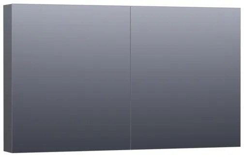 Saniclass Dual spiegelkast 120x70x15cm verlichting geintegreerd rechthoek 2 draaideuren Hoogglans Grijs MDF 7160