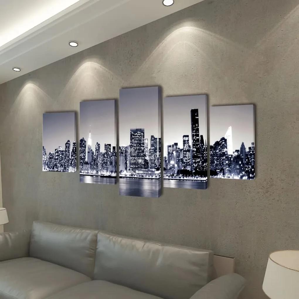 vidaXL Canvasdoeken monochroom New York skyline 200 x 100 cm