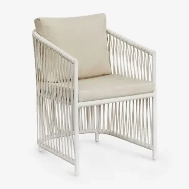 Set Van 2 Tuinstoelen Met Armleuningen In Aluminium En Gevlochten Touw Sophie Gardenia Wit - Sklum