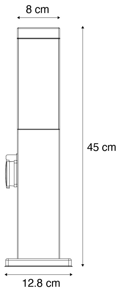 Buitenlamp roestbruin 45 cm met stopcontact IP44 - Malios Design, Modern E27 IP44 Buitenverlichting