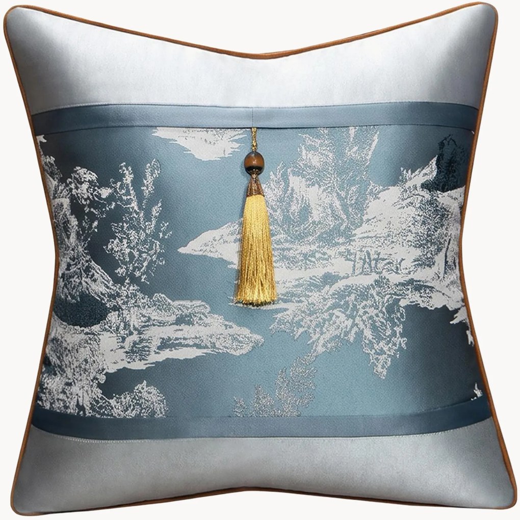 Jacquard kussenhoes BiZhan met franjes