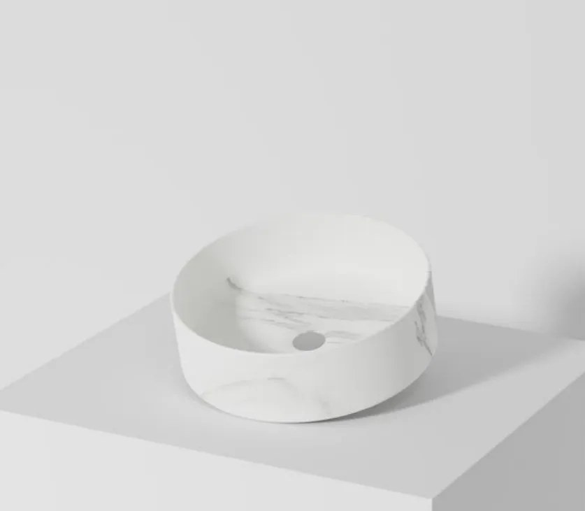 Resigres Lavabo 8003 waskom rond 40x10cm solid surface calacatta