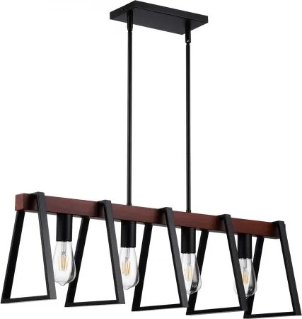 VEVOR 4-lichts hanglamp voor keukeneiland, 60W verstelbare eetkamerlamp met 2 x 6-inch en 6 x 12-inch lange staven, lineaire kroonluchterverlichting in industriële metalen framestijl