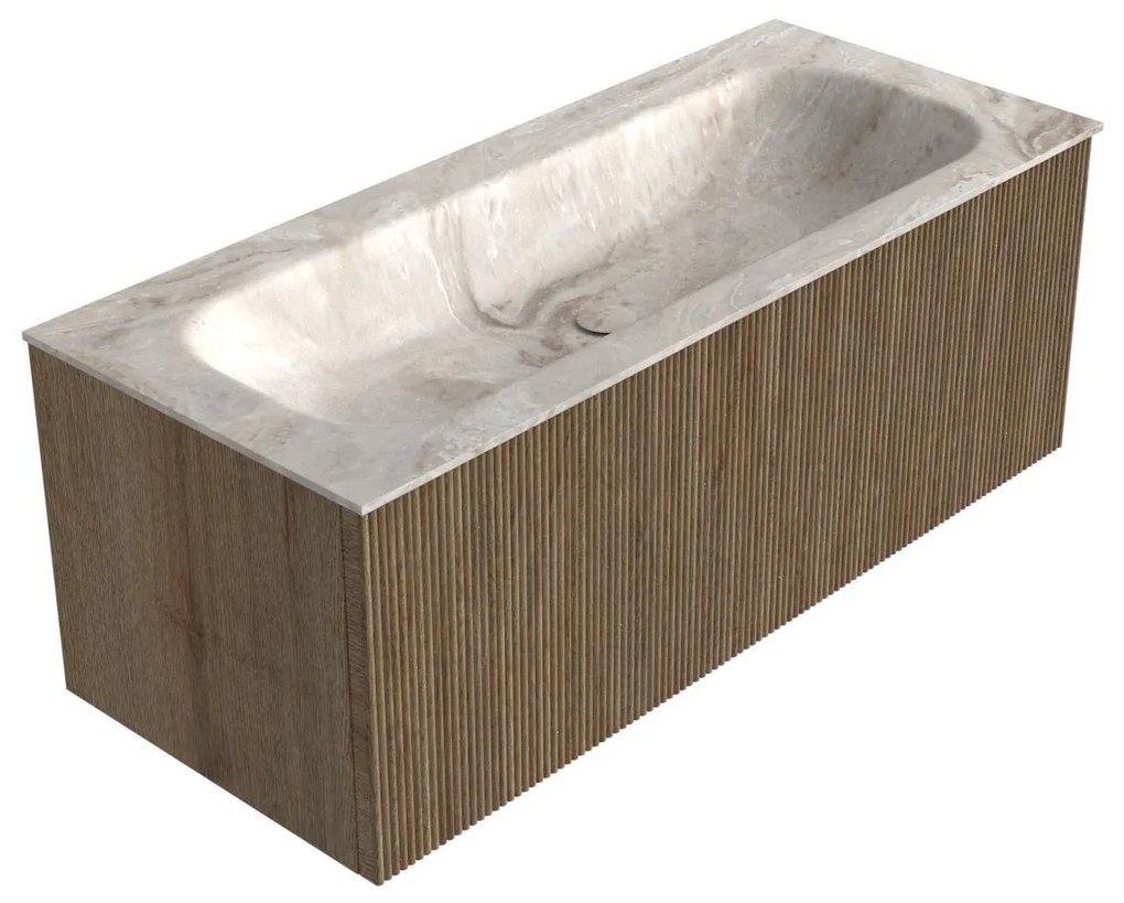 Mondiaz Kurve-dlux 110cm badmeubel dusk met 1 lade en wastafel big medium midden zonder kraangat frappe