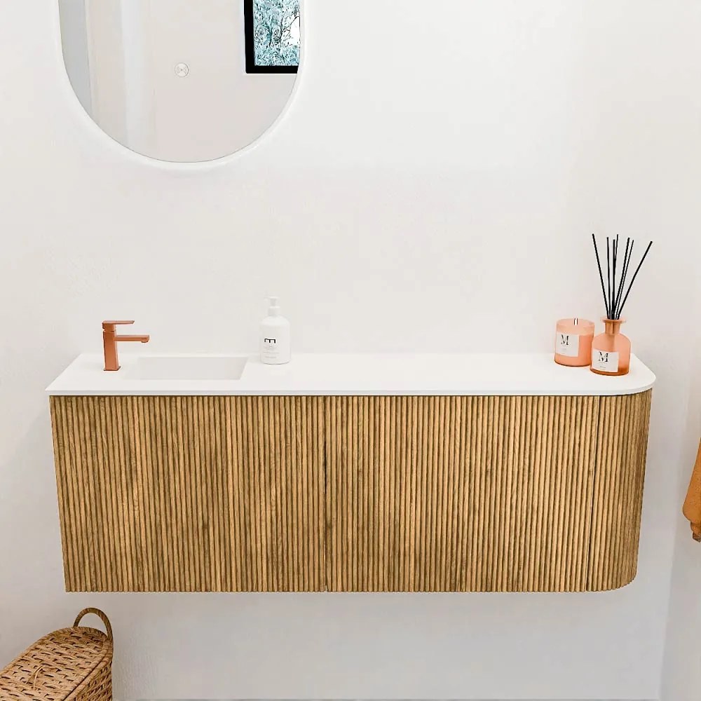 Mondiaz Joya 110cm toiletmeubel ronding rechts oak met wastafel faye links 1 kraangat talc