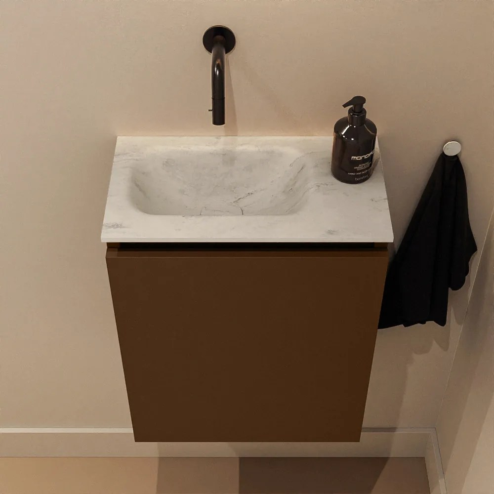 Mondiaz Ture DLux toiletmeubel 40cm rust met wastafel opalo links zonder kraangat