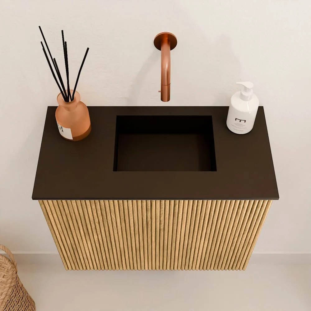 Mondiaz Joya 50cm toiletmeubel oak met wastafel faye rechts zonder kraangat urban