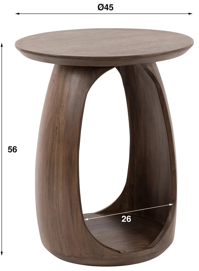 Houten Bijzettafel Open Design - 45 X 45cm.