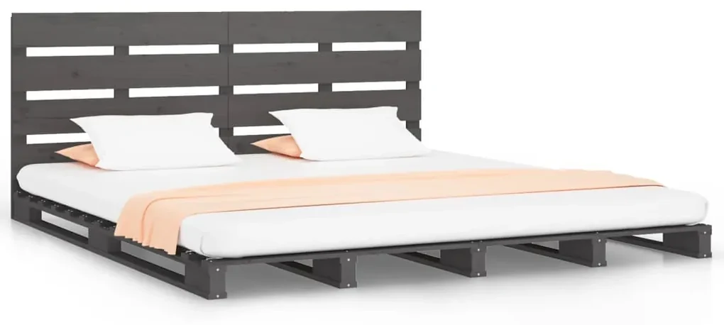 vidaXL Bedframe massief grenenhout grijs 160x200 cm
