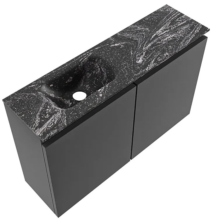 Mondiaz Ture DLux toiletmeubel 80cm dark grey met wastafel lava links met kraangat