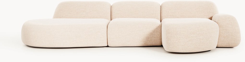 Modulaire bouclé hoekbank Wolke (4-zits) met chaise longue