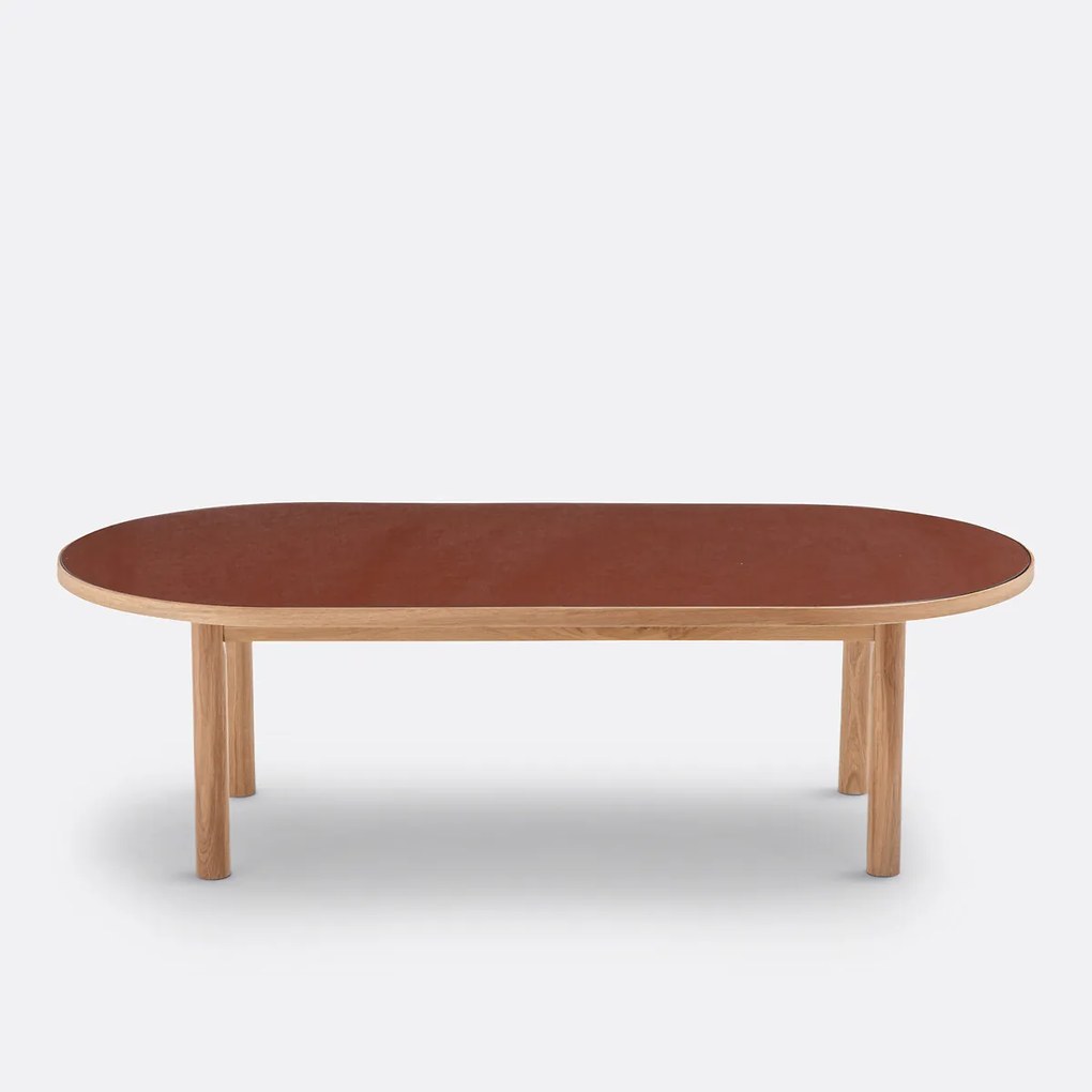Salontafel in eikenhout, fineer en glas, Evergreen