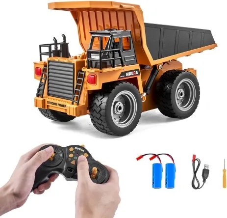 VEVOR RC Dump Truck Speelgoed, 9-kanaals 1:18 Schaal Afstandsbediening Dump Truck, RC Bouwvoertuig Speelgoedvrachtwagen met Metalen Bed en Licht, 2 Oplaadbare Batterijen voor Peuters, Jongens en Meisjes vanaf 8 Jaar